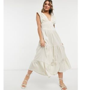 ASOS Beach summer Cream Maxi Dress with Tiered Skirt
